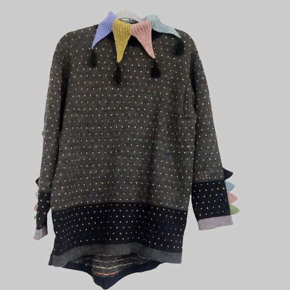 Sirkka Kononen Wool Hand Knit Sweater Fair Isle Helsinki Finland handmade Size L - Picture 1 of 16